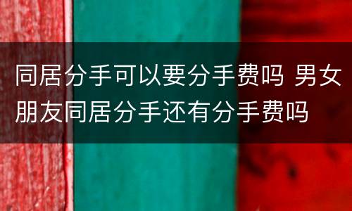 同居分手可以要分手费吗 男女朋友同居分手还有分手费吗