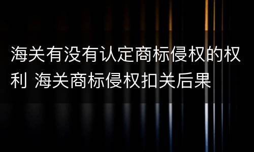 海关有没有认定商标侵权的权利 海关商标侵权扣关后果