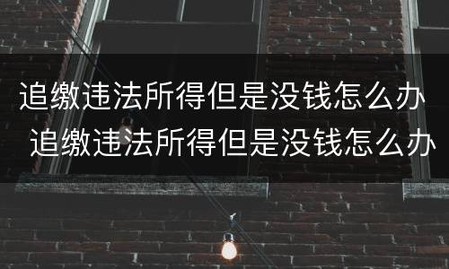 追缴违法所得但是没钱怎么办 追缴违法所得但是没钱怎么办理