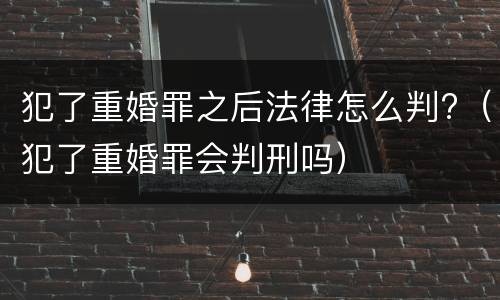 犯了重婚罪之后法律怎么判?（犯了重婚罪会判刑吗）