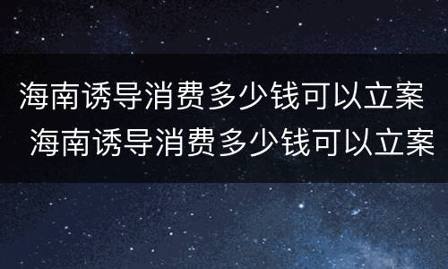 海南诱导消费多少钱可以立案 海南诱导消费多少钱可以立案追诉