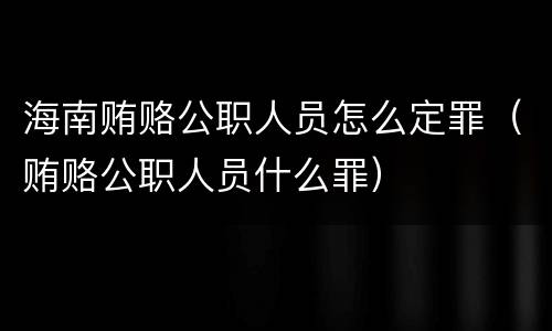 海南贿赂公职人员怎么定罪（贿赂公职人员什么罪）