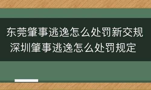 东莞肇事逃逸怎么处罚新交规 深圳肇事逃逸怎么处罚规定