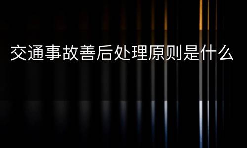 交通事故善后处理原则是什么