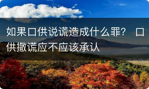 如果口供说谎造成什么罪？ 口供撒谎应不应该承认