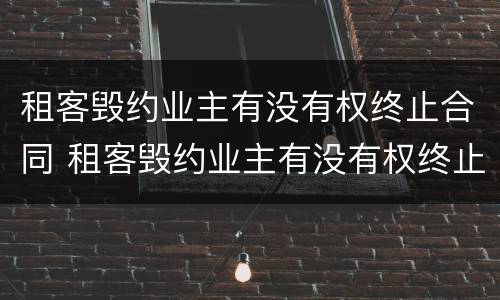 租客毁约业主有没有权终止合同 租客毁约业主有没有权终止合同赔偿