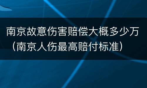 南京故意伤害赔偿大概多少万（南京人伤最高赔付标准）