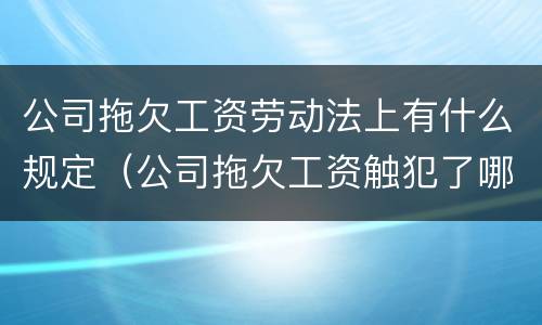 公司拖欠工资劳动法上有什么规定（公司拖欠工资触犯了哪条法律）