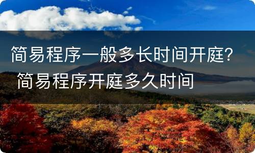 简易程序一般多长时间开庭？ 简易程序开庭多久时间