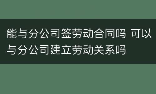 能与分公司签劳动合同吗 可以与分公司建立劳动关系吗