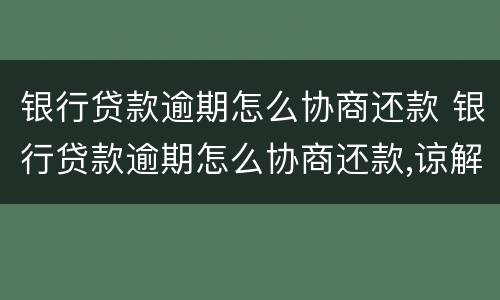 银行贷款逾期怎么协商还款 银行贷款逾期怎么协商还款,谅解书