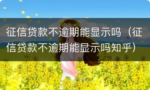 征信贷款不逾期能显示吗（征信贷款不逾期能显示吗知乎）