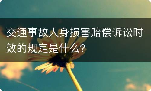 交通事故人身损害赔偿诉讼时效的规定是什么？