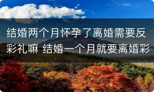 结婚两个月怀孕了离婚需要反彩礼嘛 结婚一个月就要离婚彩礼能反吗