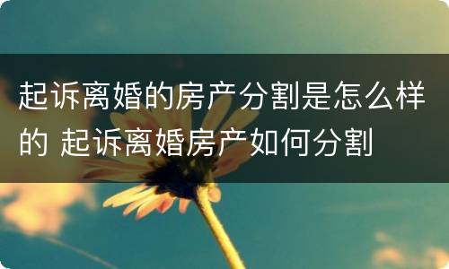 起诉离婚的房产分割是怎么样的 起诉离婚房产如何分割