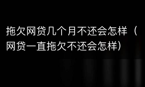 拖欠网贷几个月不还会怎样（网贷一直拖欠不还会怎样）