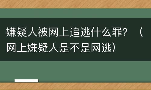 嫌疑人被网上追逃什么罪？（网上嫌疑人是不是网逃）
