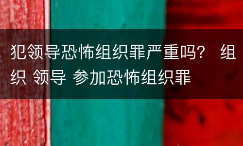 犯领导恐怖组织罪严重吗？ 组织 领导 参加恐怖组织罪
