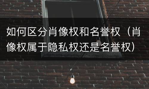如何区分肖像权和名誉权（肖像权属于隐私权还是名誉权）