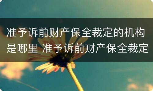 准予诉前财产保全裁定的机构是哪里 准予诉前财产保全裁定的机构是哪里的