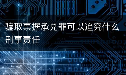 骗取票据承兑罪可以追究什么刑事责任
