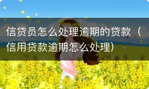信贷员怎么处理逾期的贷款（信用贷款逾期怎么处理）