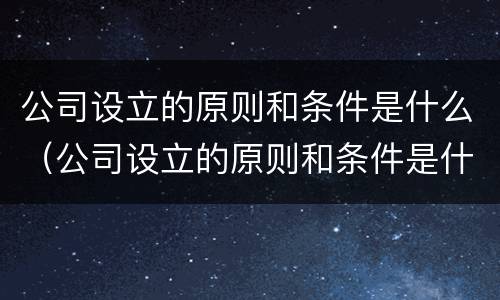 公司设立的原则和条件是什么（公司设立的原则和条件是什么意思）