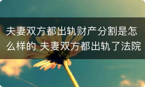夫妻双方都出轨财产分割是怎么样的 夫妻双方都出轨了法院怎么判