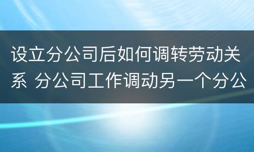 设立分公司后如何调转劳动关系 分公司工作调动另一个分公司