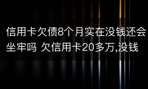 信用卡欠债8个月实在没钱还会坐牢吗 欠信用卡20多万,没钱还会坐牢吗