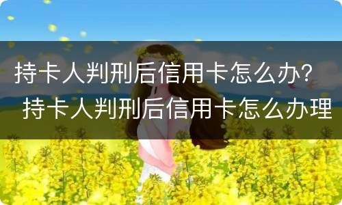 持卡人判刑后信用卡怎么办？ 持卡人判刑后信用卡怎么办理