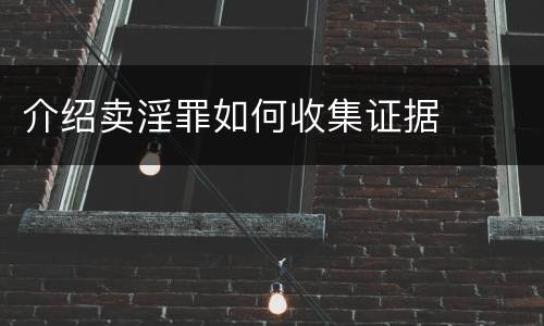 介绍卖淫罪如何收集证据