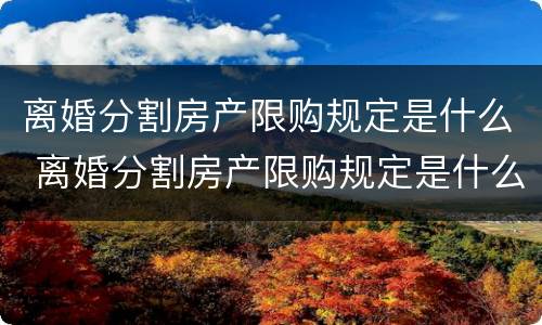 离婚分割房产限购规定是什么 离婚分割房产限购规定是什么时候实施