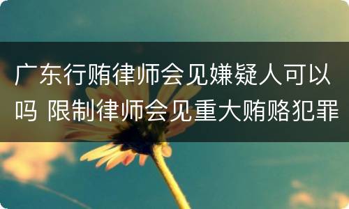 广东行贿律师会见嫌疑人可以吗 限制律师会见重大贿赂犯罪