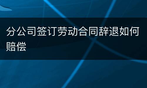 分公司签订劳动合同辞退如何赔偿
