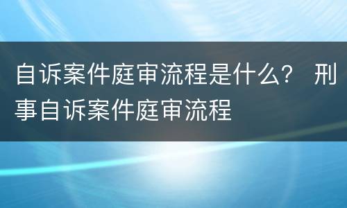 自诉案件庭审流程是什么？ 刑事自诉案件庭审流程