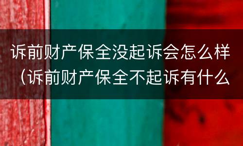 诉前财产保全没起诉会怎么样（诉前财产保全不起诉有什么后果）