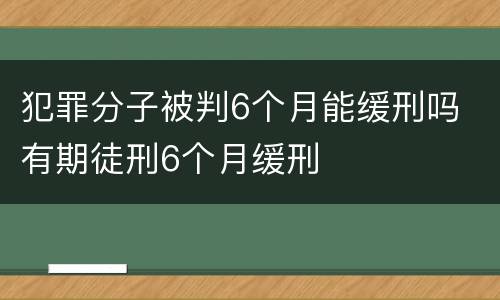 犯罪分子被判6个月能缓刑吗 有期徒刑6个月缓刑