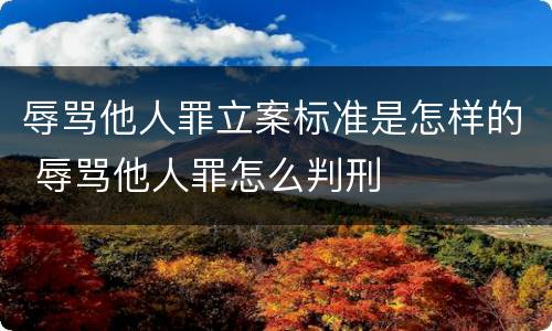 辱骂他人罪立案标准是怎样的 辱骂他人罪怎么判刑