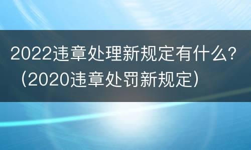 2022违章处理新规定有什么？（2020违章处罚新规定）