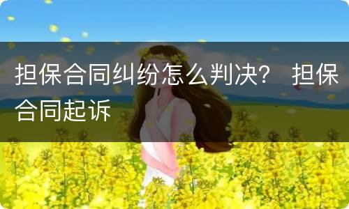 担保合同纠纷怎么判决？ 担保合同起诉