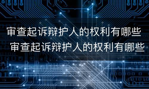 审查起诉辩护人的权利有哪些 审查起诉辩护人的权利有哪些内容