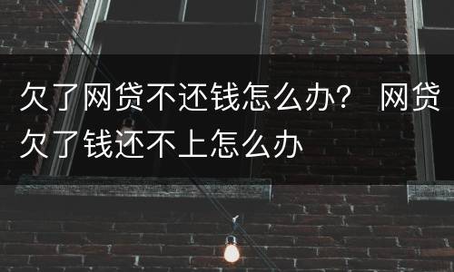 欠了网贷不还钱怎么办？ 网贷欠了钱还不上怎么办