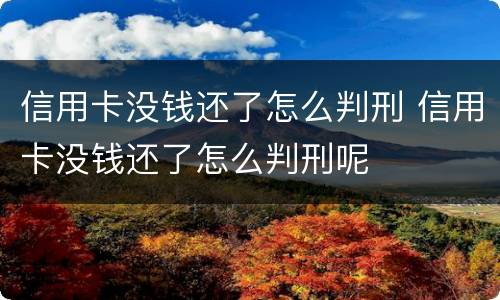 信用卡没钱还了怎么判刑 信用卡没钱还了怎么判刑呢