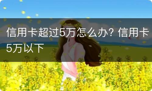信用卡超过5万怎么办? 信用卡5万以下