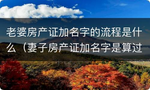 老婆房产证加名字的流程是什么（妻子房产证加名字是算过户吗）