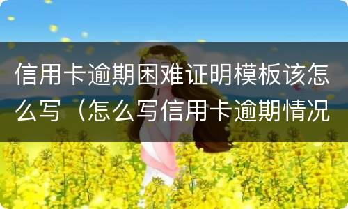 信用卡逾期困难证明模板该怎么写（怎么写信用卡逾期情况说明）
