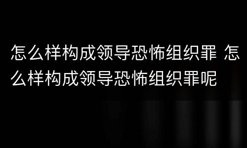 怎么样构成领导恐怖组织罪 怎么样构成领导恐怖组织罪呢