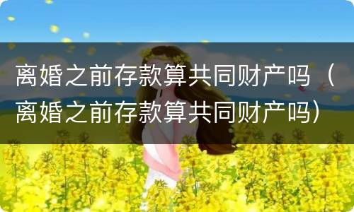 离婚之前存款算共同财产吗（离婚之前存款算共同财产吗）