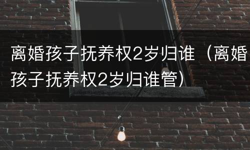离婚孩子抚养权2岁归谁（离婚孩子抚养权2岁归谁管）